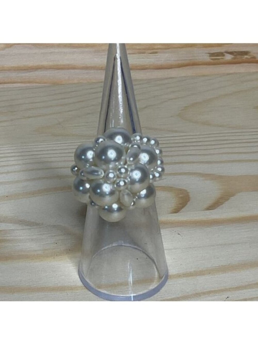 Vintage Pearl Cluster Statement Ring Bubble Bead Cocktail Prom Wedding Coquette